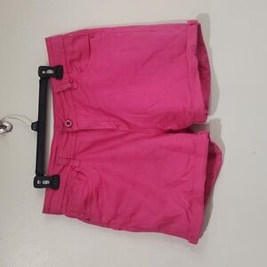 Roz & Ali bright pink denim shorts with embroidery & rhinestone pockets size 14